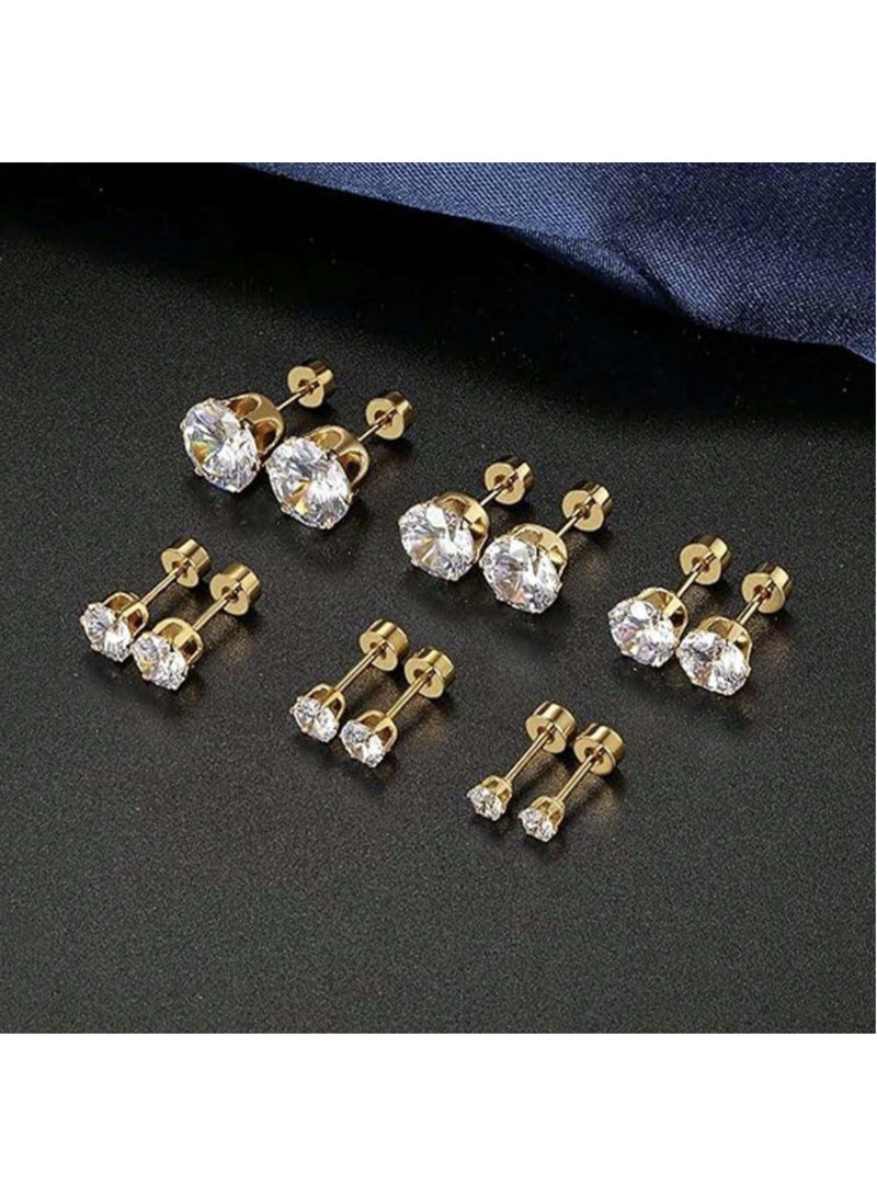 ڤيا أقراط كريستال فاخرة متعددة المقاسات – طقم 6 أزواج للنساء - Image 5